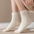 thumbnail image 6 of Women Solid Color Fuzzy Plush Toe Socks Winter Warm Soft Coral Fleece Five Finger Home Sleep Socks Thermal Slipper Socks, 6 of 20