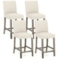 thumbnail image 1 of Gymax 4PCS 24.5'' Counter Height Bar Stools Modern Fabric Upholstered Kitchen Chairs Beige, 1 of 9