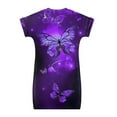thumbnail image 5 of Xoenoiee Girls Dress V Neck Purple Butterfly Pattern Kids Short Sleeve Casual T-Shirt Dress Playwear Dress Bathing Suit for Kids, Size 3-4 Years, 5 of 6
