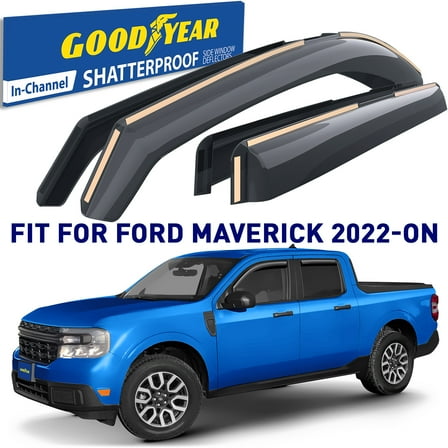 Goodyear Shatterproof in-Channel Window Deflectors for Ford Maverick 2022-2026, Rain Guards, Window Visors for Cars, Vent Deflector, Car Accessories, 4 pcs - GY007982