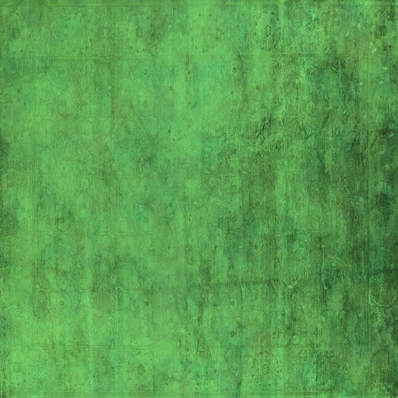 Ahgly Company Indoor Square Oriental Green Industrial Area Rugs, 4' Square