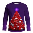 thumbnail image 3 of Feancey Mens Long Sleeve Holiday T Shirts Novelty Christmas Tree Print Crewneck Pullovers Big and Tall Fashion Xmas Graphic Tees Lightweight Sweatshirt Purple XXL, 3 of 6