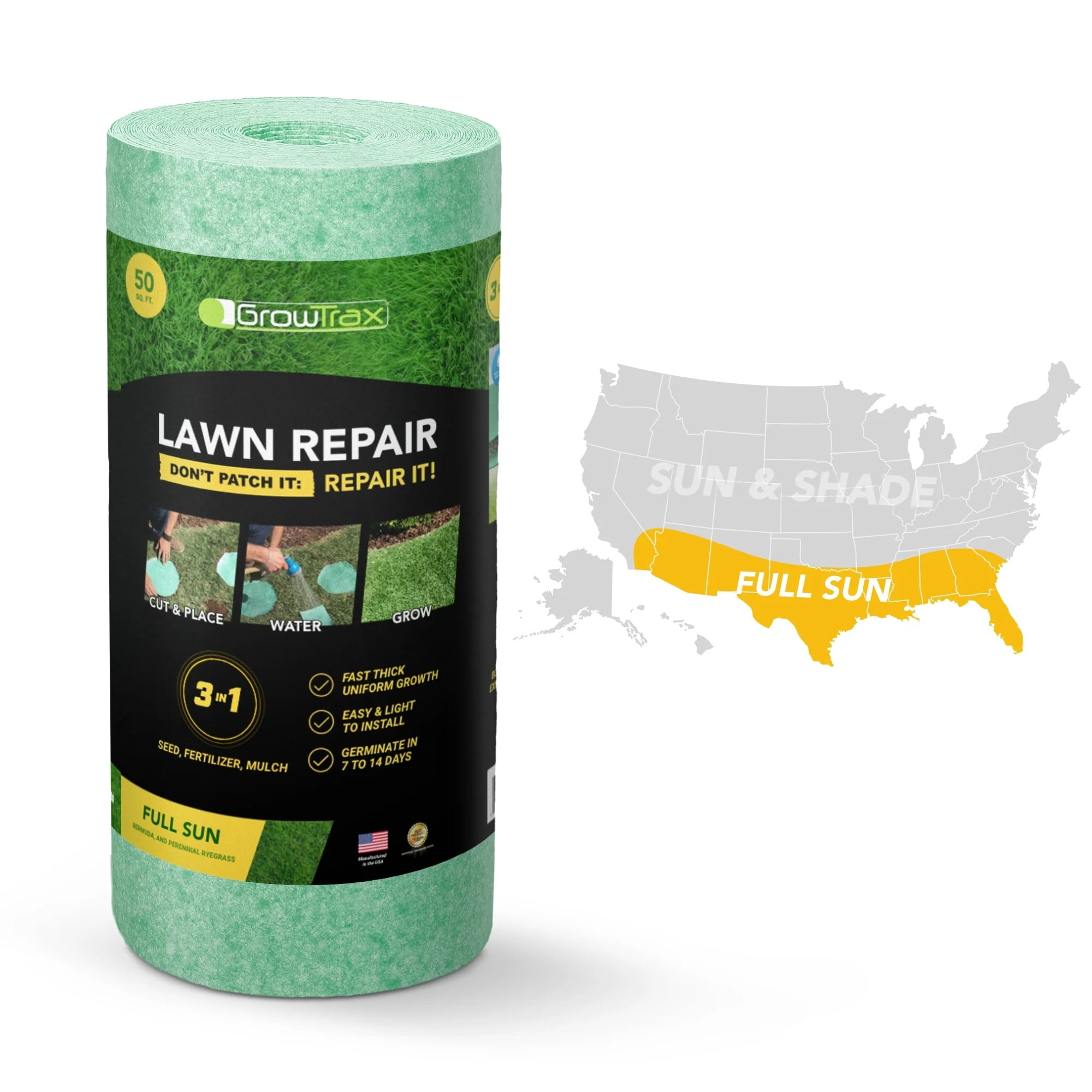GrowTrax 50-ft. x 1-ft. Full Sun, Bermuda Rye Mixture Grass Seed
