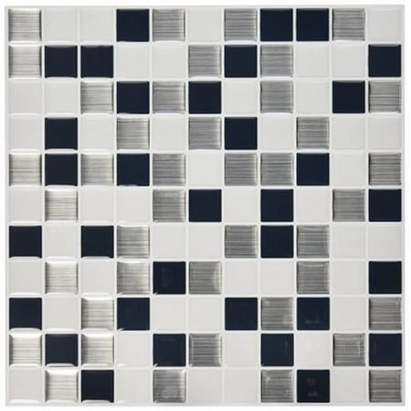 Room Mates TIL3227FLT Charcoal & White Metallic Peel & Stick Tiles