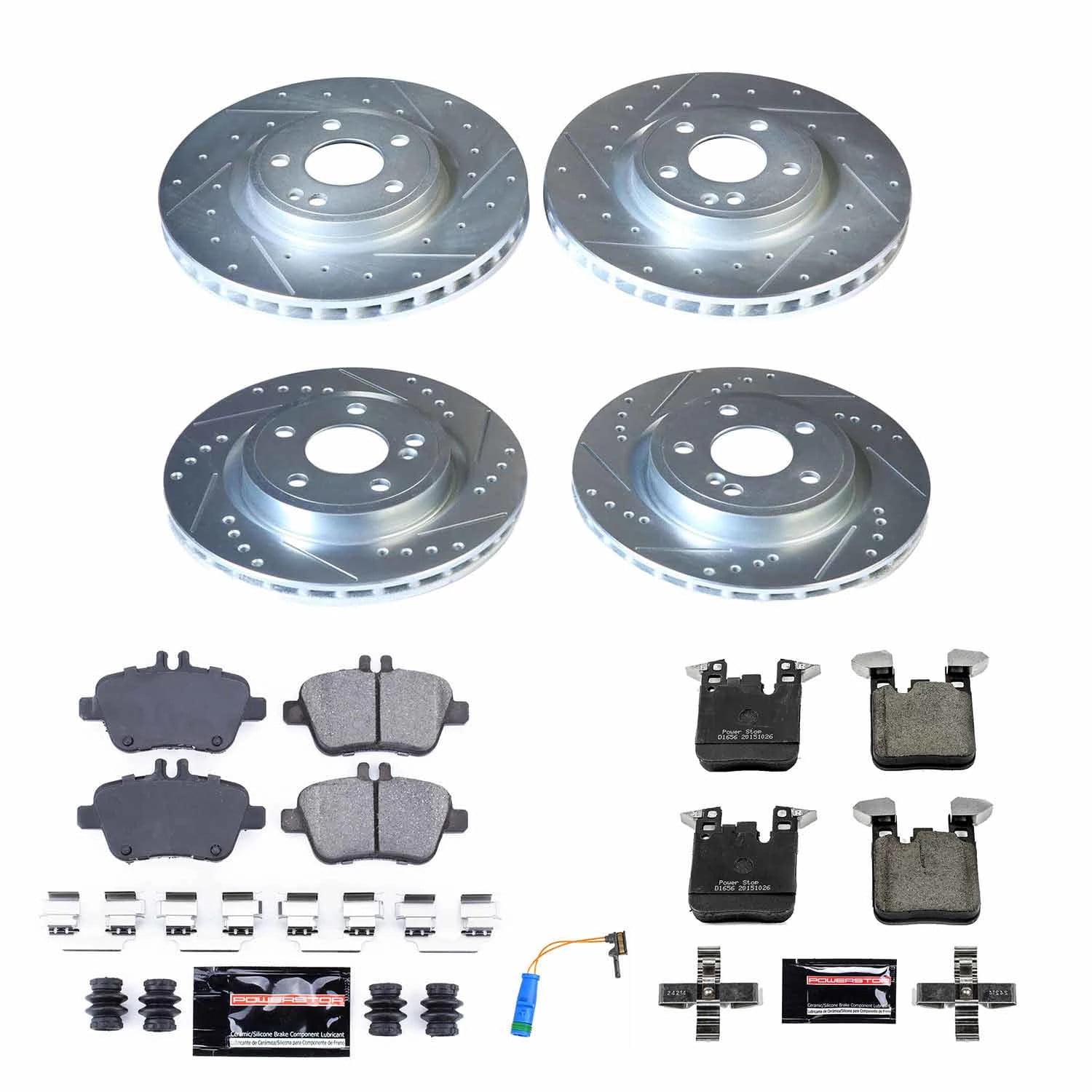 Power Stop Front and Rear Ceramic Brake Pad and Drilled & Slotted Rotor Kit K8265