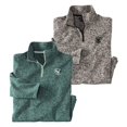 thumbnail image 1 of Atlas For Men - Jersey de Vellocín Cepillado para Hombre - Pack de 2 (Verde, Gris Moteado), 1 of 1