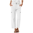 thumbnail image 3 of UKHCCC Women's Cargo Pants Elastic Waist Button Detail Multi-Pockets Quick Dry Outdoor Hiking Jogger Straight Leg Lightweight Travel Casual S-2XL, 3 of 9