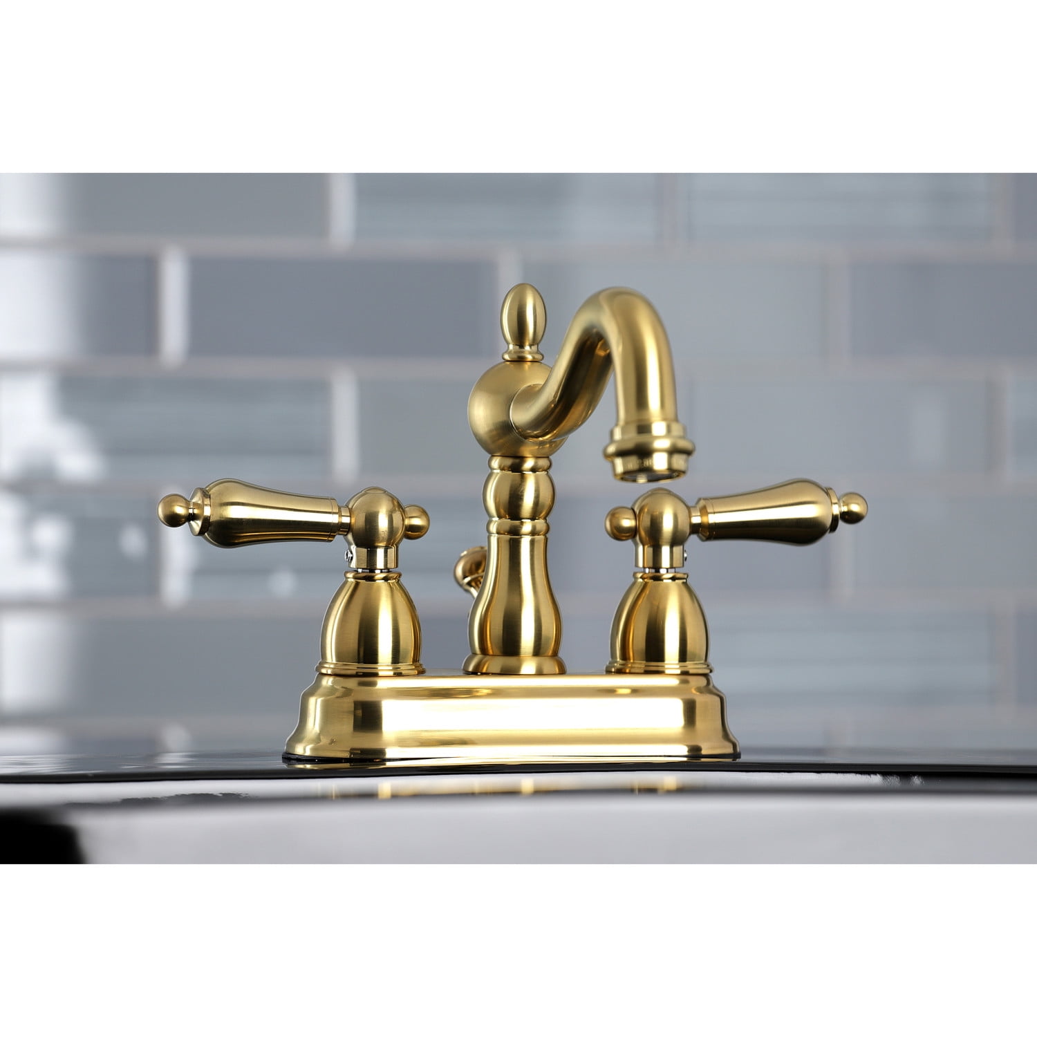 Kingston Brass KB1607AL Heritage 4 in. Centerset Bathroom Faucet, Brushed Brass