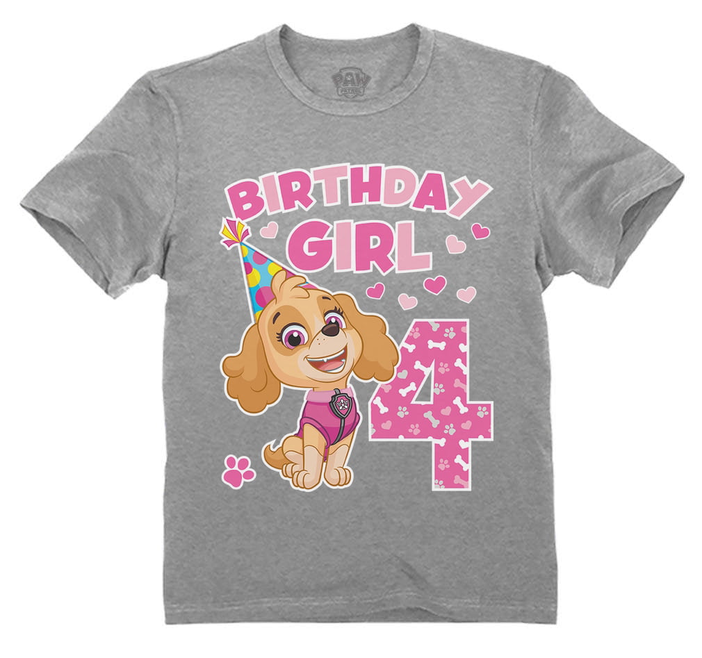 Birthday Girl Paw Patrol Skye 4th Birthday Toddler Kids Long Sleeve T-Shirt 