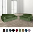 Golden Linens 2 pcs suede Velvet Fabric SlipCover Set for Sofa