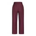 thumbnail image 4 of SwiftWear Women's Relaxed Fit Split-Hem Trousers with Button Accents, Plus Size Flowy Linen-Look Pants, Comfortable Breathable Lounge Wear S-2XL, 4 of 6