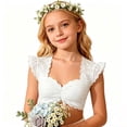 thumbnail image 2 of VUHXZWAF Girls Clothes Going Out Crop Tops Short Sleeve V Neck Ruffle Button Down Shirts Size 7-8 Years, 2 of 3