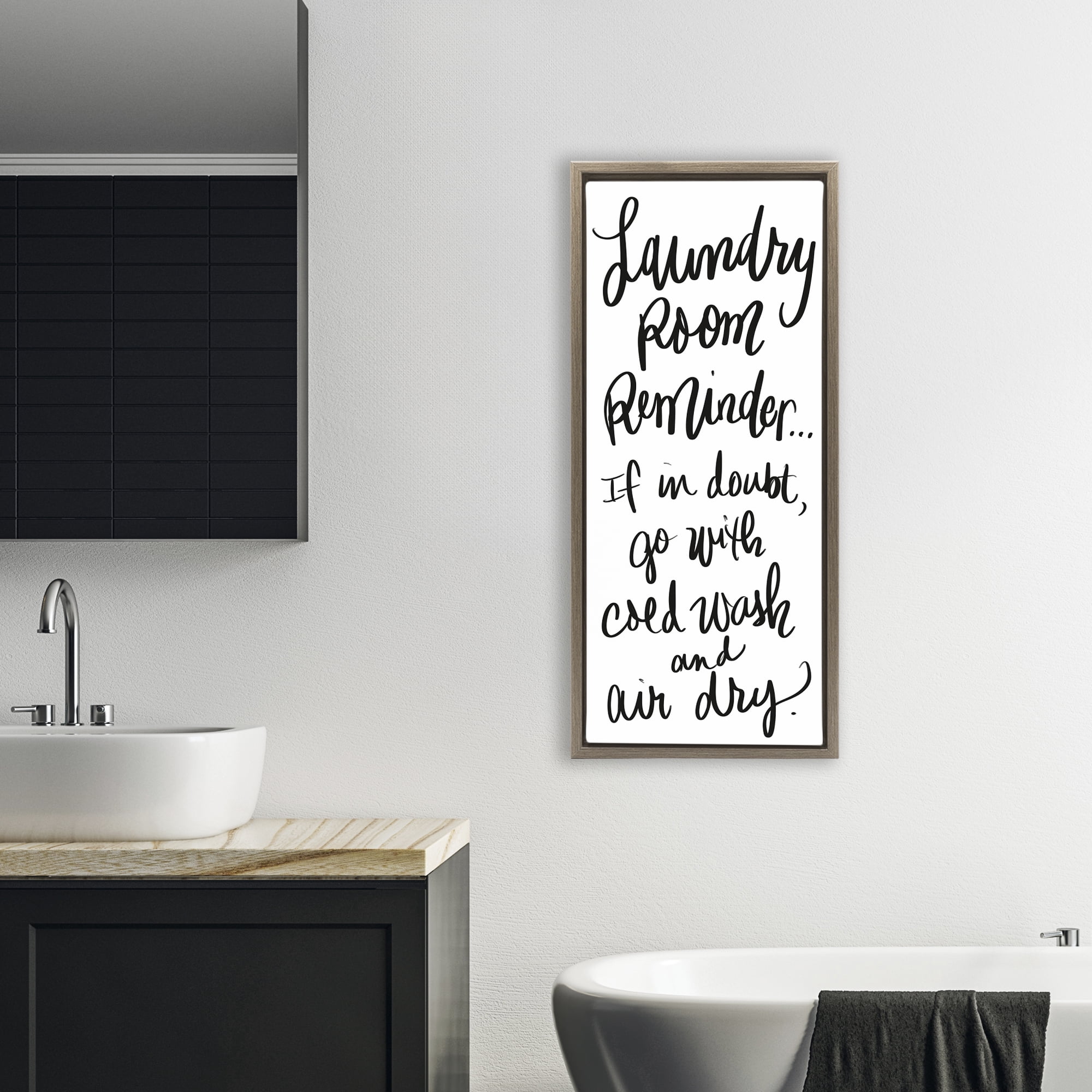 Stupell Industries If In Doubt Laundry Tip Brown Framed Floater Canvas Wall Art, design by SD Graphics Studio