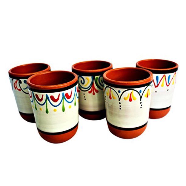 Cactus Canyon Ceramics Spanish Terracotta 5Piece Cup Set, White