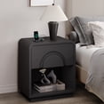 thumbnail image 6 of Bestier Black Nightstands Set of 2 with Charging Station,Modern Bedside Table End Table with Storage Drawer & Open Shelf for Bedroom Living Room Dorm Office, 6 of 9
