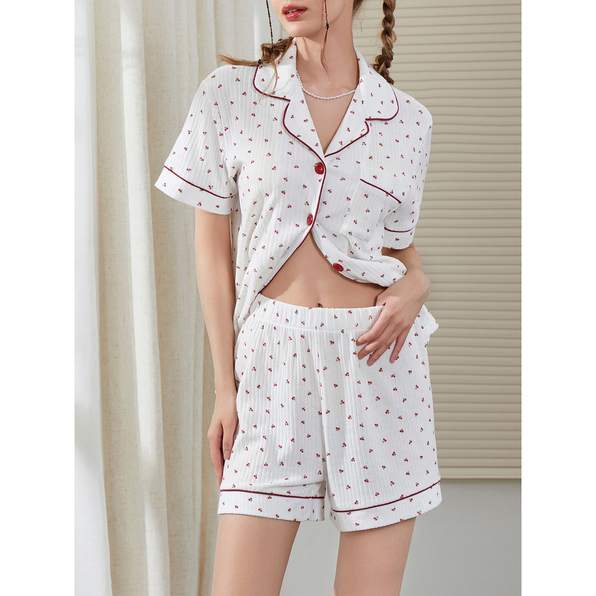Button up shirt and shorts pajamas sale
