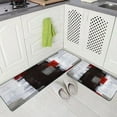 thumbnail image 2 of Kitchen Rugs Sets 17"x48"+17"x30" Area Rugs Red and Grey Abstract Art Painting Red Kitchen Rugs Non Skid Washable Decorative Kitchen Mats Set of 2 for Kitchen Dining Room Floor Sink Laundry, 2 of 5
