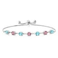 thumbnail image 2 of Gem Stone King 925 Sterling Silver Swiss Blue Topaz and Pink Lab Grown Diamond Infinity Links Bracelet for Women (3.08 Cttw, Round 4.5MM, Fully Adjustable up to 9 inch), 2 of 5