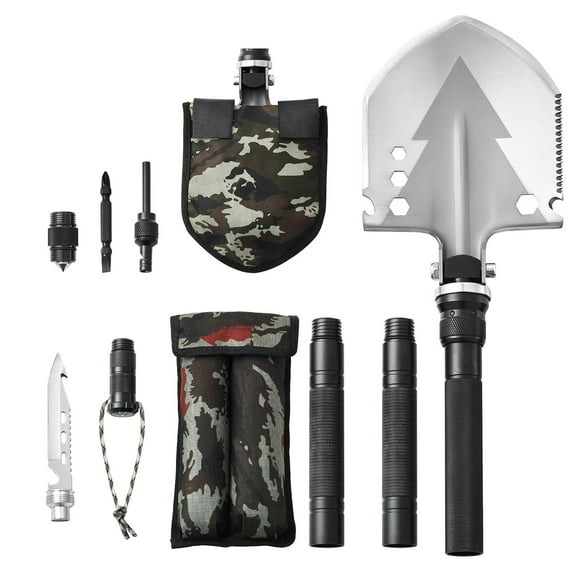 KFFKFF Emergency Shovel, 11 Function Foldable Camping Tool, Military Standard Compact Portable Shovel, Versatile for Off-Road Adventures, Camping Activities, Hiking Excursions, Outdoor Enthusiasts
