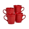 Woven Paths Farmhouse Style Mugs, Red, Set of 4