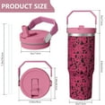 thumbnail image 4 of 30oz Handheld Travel Tumbler with Handle – Double Wall Stainless Steel Insulated Cup, Flip Straw Lid, Leak-Proof & BPA-Free for Hot and Cold Drinks – Durable Coffee & Juice Mug Pink, 4 of 7