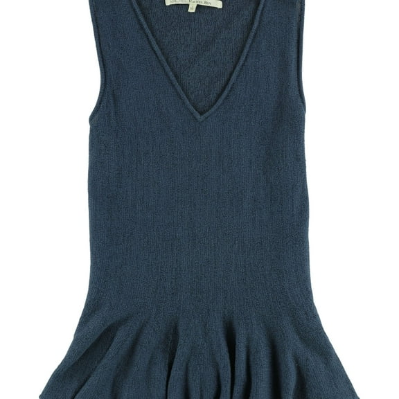 Rachel Roy Womens Solid Knit Sweater, Blue, Large