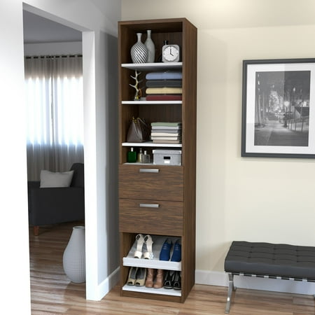 Cielo By Bestar 19 5 Shoe Closet Storage Unit With Drawers In Oak Cielo By Bestar 19 5 Shoe Closet Storage Unit With Drawers In Oak Barrel And White