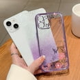 thumbnail image 4 of Compatible with iPhone Case,Glitter Flower Floral Clear Electroplated Bumper Camera Lens Protection Soft Shockproof Cover Phone Case (Purple,iPhone 15), 4 of 5