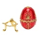 thumbnail image 4 of Caja de de huevo de Faberge clásico con diseño de huevo de Faberge, color dorado o rojo, con esmalte rico y brillantes de diamantes de imitación para guardar la, 4 of 9