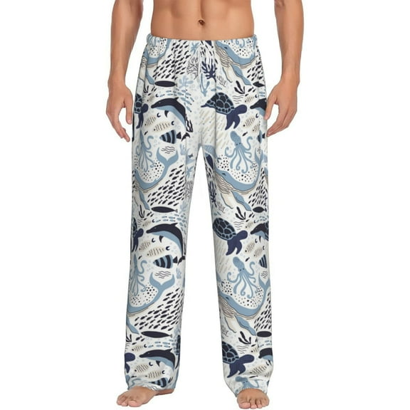Daiia Sea Life Elements Men's Sleep Pant with Pockets and Drawstring,Pajama Pants-Medium