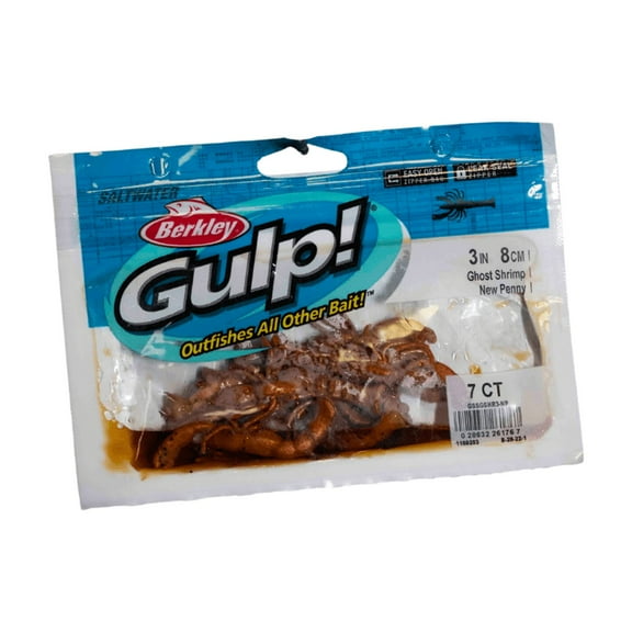 Gulp! Ghost Belly Shrimp Soft Bait 3" Length, New Penny, Per 7 1189203