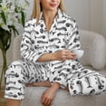 thumbnail image 6 of Pofeuu Fish Bones Print Womens Pajamas Set Long Sleeve Sleepwear Button Down Nightwear Soft Pj Lounge Sets Button Down Pajamas Women-X-Large, 6 of 7