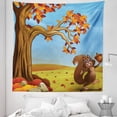 thumbnail image 1 of Squirrel Garden Tapestry, Autumn Themed Cartoon Scenery of Animal Finds an Acorn Fall Season, Fabric Wall Hanging Decor for Bedroom Living Room Dorm, 5 Sizes, Blue Brown Green, by Ambesonne, 1 of 1