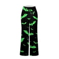 thumbnail image 5 of Domzest Halloween Womens Pajama Pants Halloween Graphic Wide Leg Pajama Bottoms Cute Drawstring Elastic Waisted Sleepwear Green M, 5 of 6