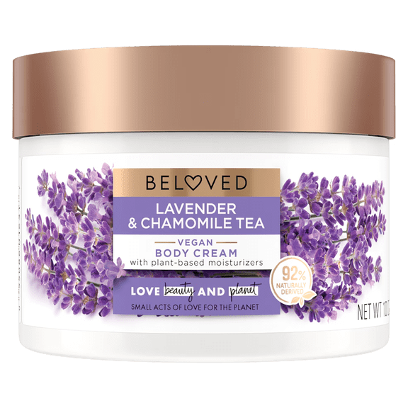 Beloved Lavender & Chamomile Tea Vegan Body Cream, 10 oz, Plant-Based Moisturizers