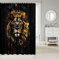 thumbnail image 2 of Manfei Western Lion Shower Curtain 72Wx84L, Watercolor Animal Bathroom Shower Curtain, Black Brown, 2 of 5