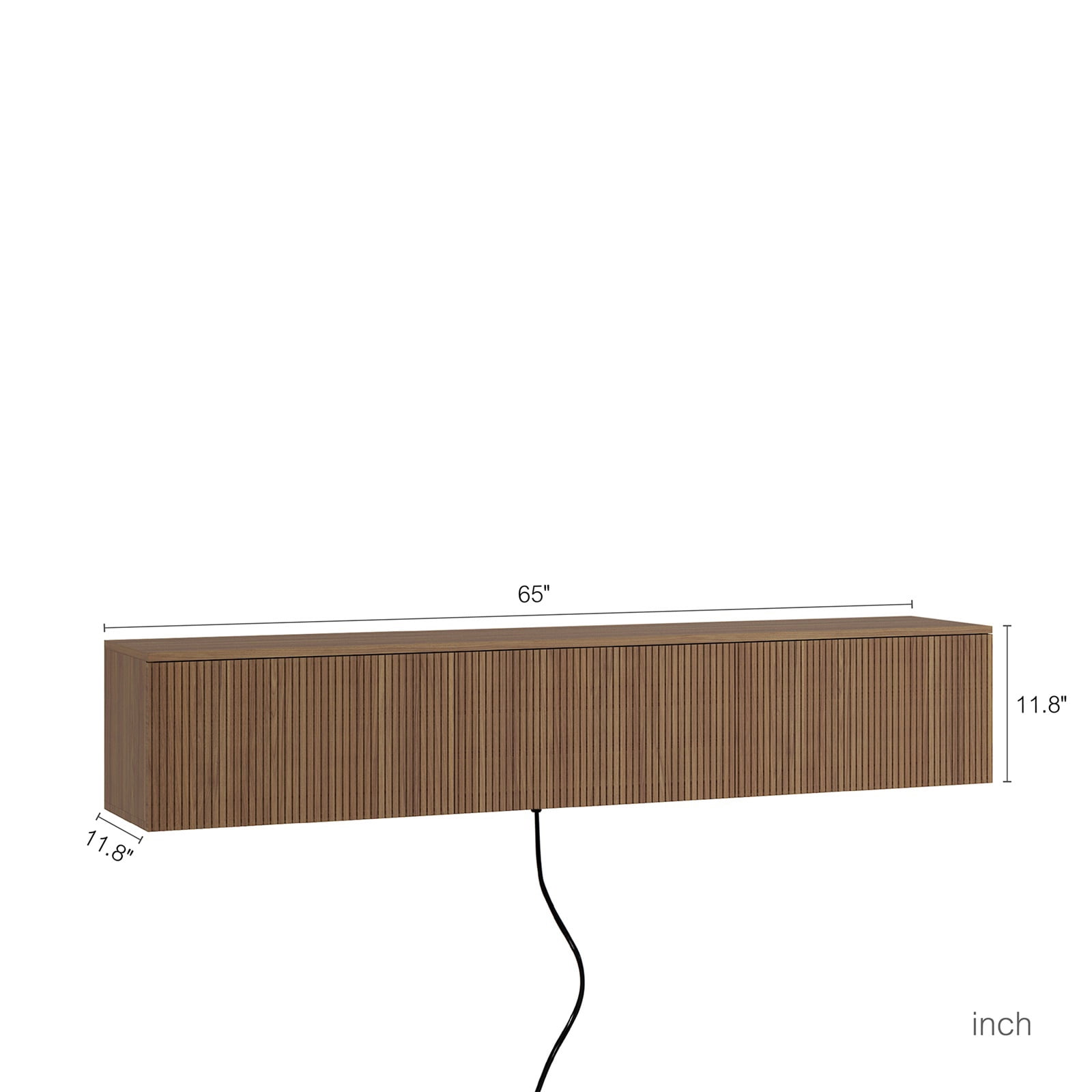 Hommoo 65" Modern Wall Mounted Floating TV Stand with 16 Color LEDs,Floating TV Cabinet Entertainment Center for 55"-65", Walnut