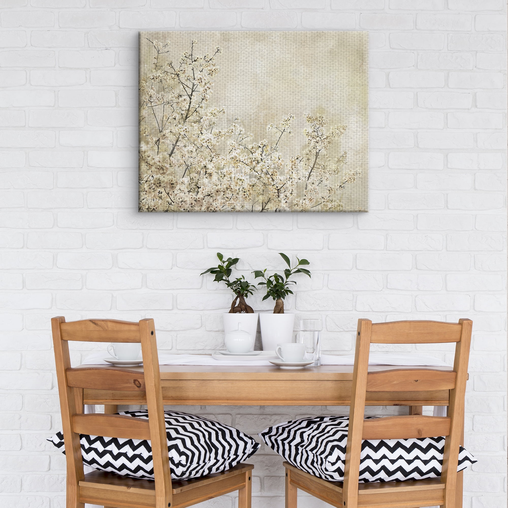 Fine Art Canvas Seasons Ivory White Tree Blossoms by Studio Arts Canvas Art Print