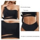 thumbnail image 5 of Conjunto de bikini de dos piezas con un hombro al descubierto y cintura alta, elástico, transpirable, acolchado y sin aros para mujer, color negro, talla L, 5 of 6