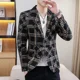thumbnail image 5 of Chaqueta de traje blanca para hombre, abrigo a cuadros de un solo pecho, blazer para hombre, moda 2024, ropa de hombre, informal, vintage, original, de moda, nuevo en, 5 of 5