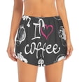 thumbnail image 3 of Uemuo I Love Coffee Pattern Women's Athletic Shorts High Waisted Running Shorts with Liner Pockets Gym Elastic Workout Shorts-X-Large, 3 of 9