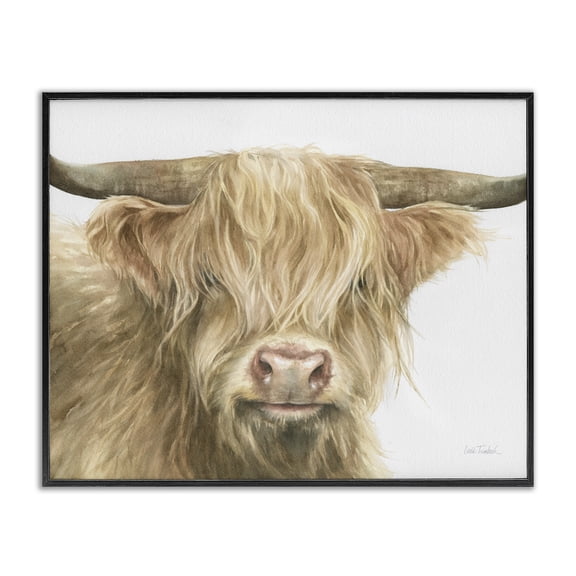 Stupell Industries Farmhouse Longhorn Cattle Black Framed Giclee Art, 14 x 11, by Leslie Trimbach
