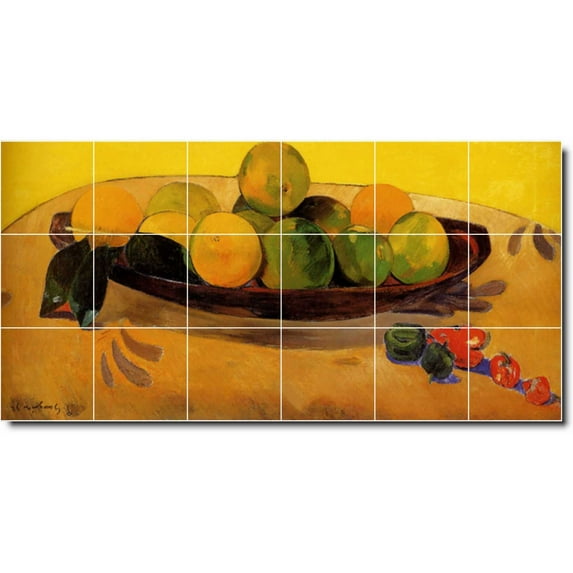 Ceramic Tile Mural-Paul Gauguin Fruit Vegetables Backsplash Tile Mural 23. 72" w x 36" h using (18) 12 x 12 ceramic tiles