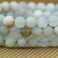 thumbnail image 4 of Natural Matt Multicolor Aquamarine Gemstone 6mm Round Beads Stretch Bracelet 7" Unisex, 4 of 5