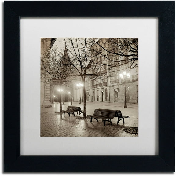 Trademark Fine Art "Oveido Cathedral Bancs II" Canvas Art by Alan Blaustein, White Matte, Black Frame
