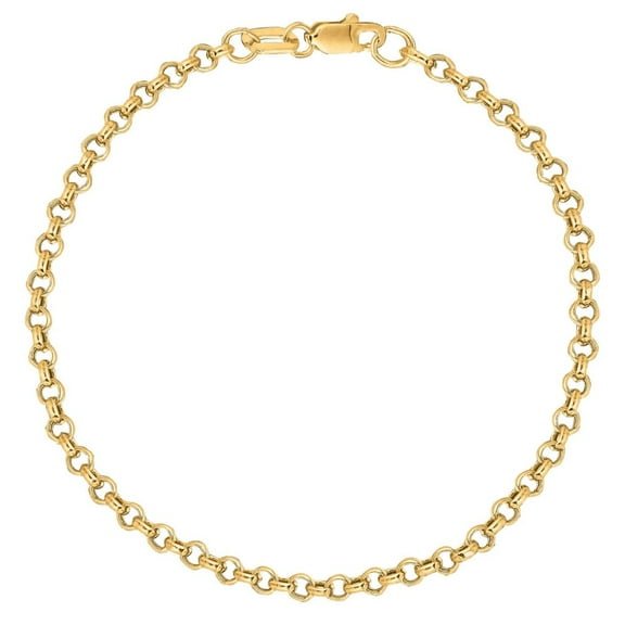 Ritastephens 10k Yellow Gold Female  Rolo Foot Ankle Chain Anklet, Bracelet Style 2.3mm Adult