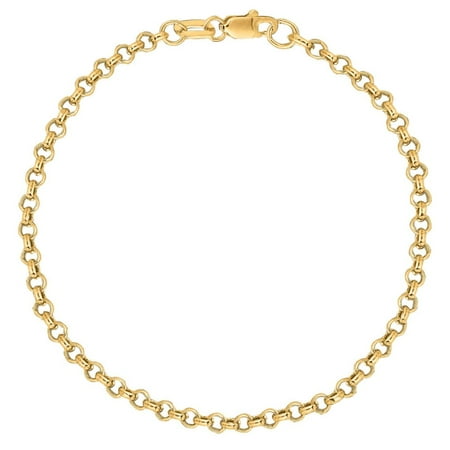 Ritastephens 10k Yellow Gold Female Rolo Foot Ankle Chain Anklet, Bracelet Style 2.3mm Adult