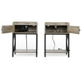 thumbnail image 3 of SYNGAR Side Table for Living Room, Nightstand Set of 2, Modern Side Cabinet with Open Shelf, Power Outlets & USB Ports, Wood End Table W/ Storage, Bedside Table for Bedroom, Rustic Gray, D8416, 3 of 10