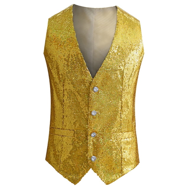 Kcodviy Mens Sequined Vest Casual Big and Tall Tops for Men Vest Tank Top Suit Padded Tops for Men Mens Tops Graphic Tops for Men High Neck Tops for Men