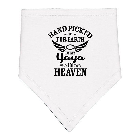 Inktastic Handpicked for Earth by My Yaya in Heaven with Angel Wings Baby Bandana Bib